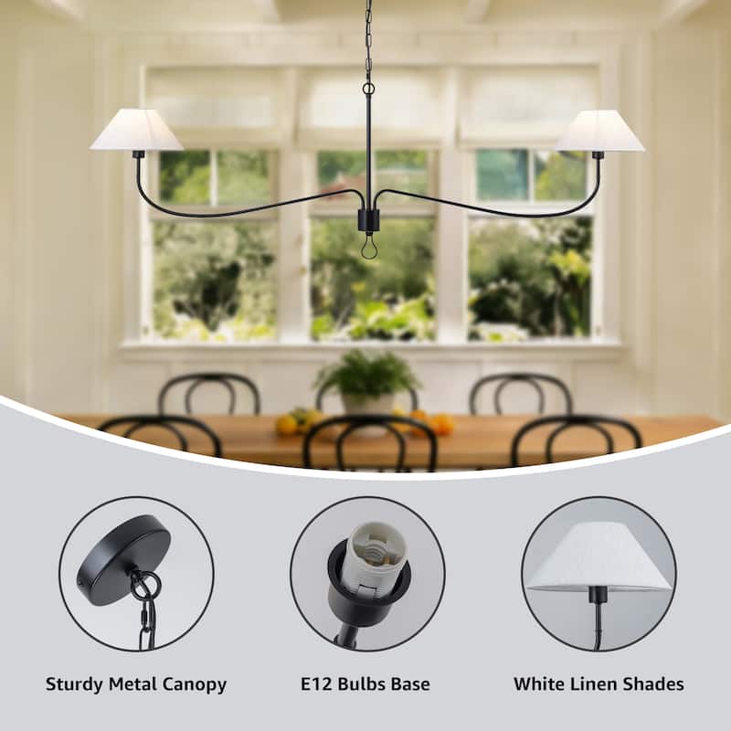 Starsky 2-Light Linear Pendant with Fabric Shade