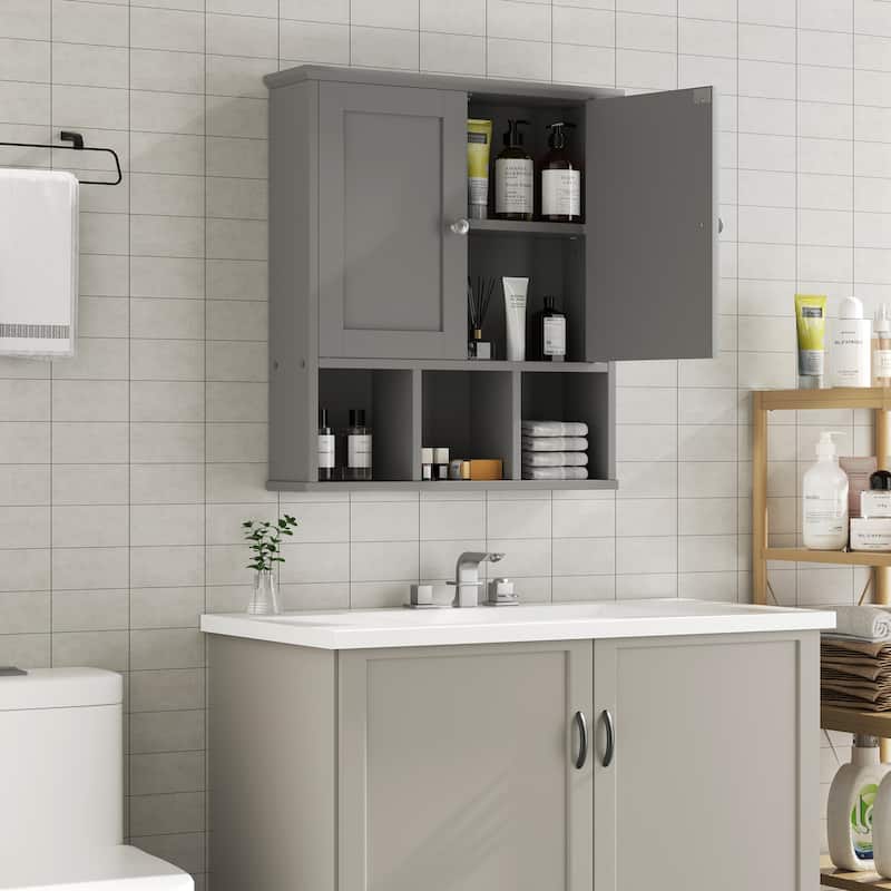 2-Door Wall-Mounted Bathroom Cabinet with Storage Space for Bathroom, Kitchen, or Office