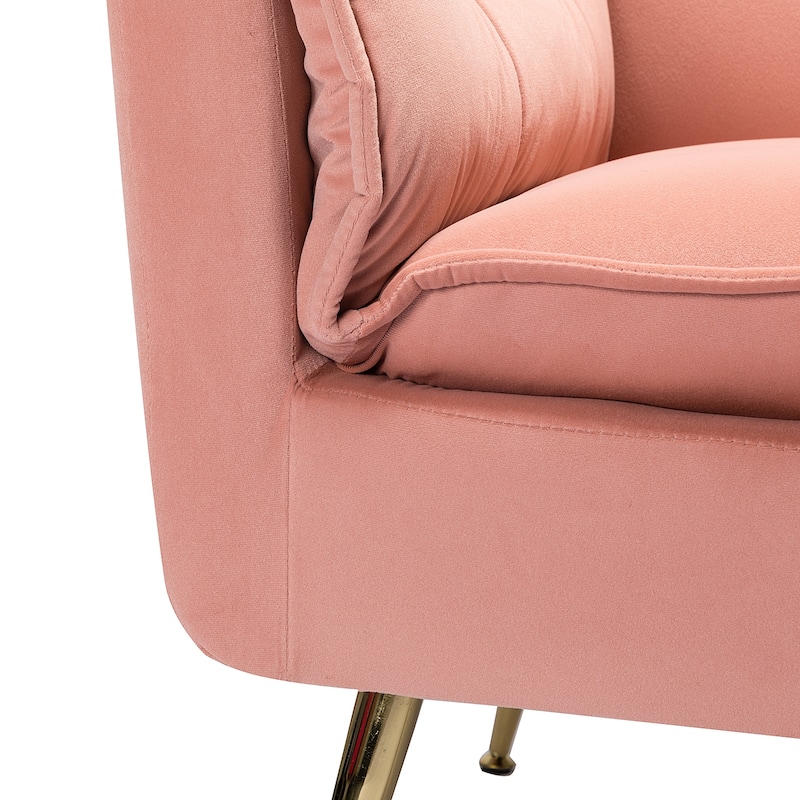 1ida Modern Velvet Tufted Padded Cushion Armchair with Golden Metal Legs by HULALA HOME
