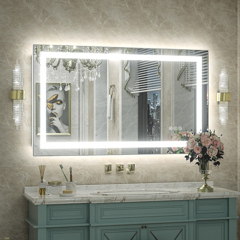 KIOTEE Super Bright Anti-fog LED Bathroom Mirror with Backlit and Front Lighting 3-Year Warranty - 40x24