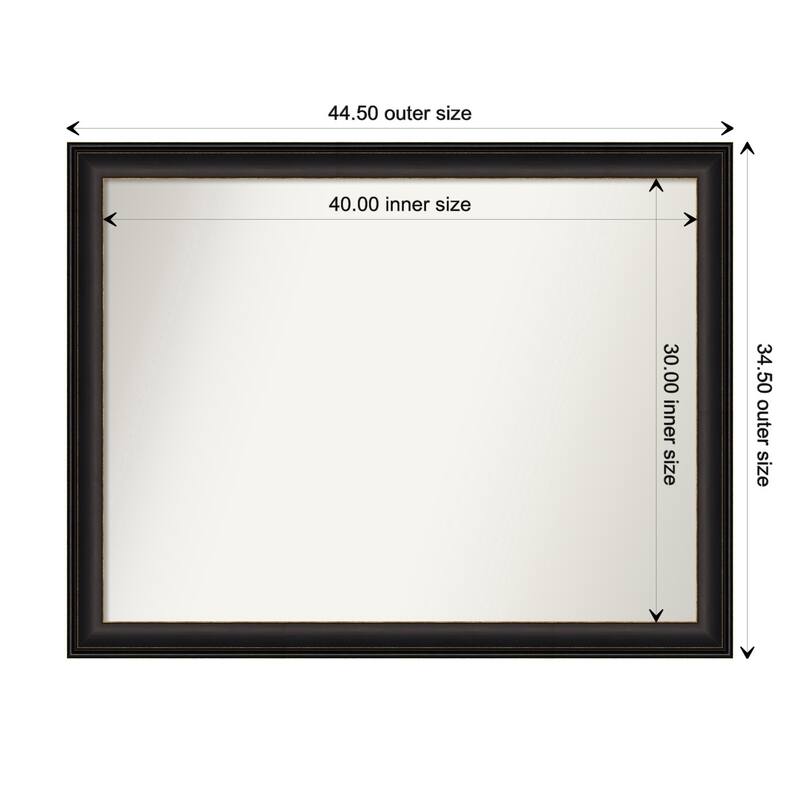 Trio Oil Rubbed Bronze Framed Non-Beveled Custom Wall Mirror, Bathroom Vanity Mirror - Outer Size: 44.5 x 34.5