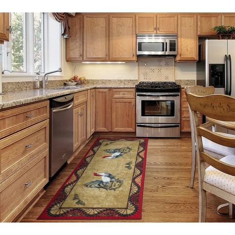 Ottomanson Daybreak Collection Rooster Rubberback Runner Rug - 20" x 59"