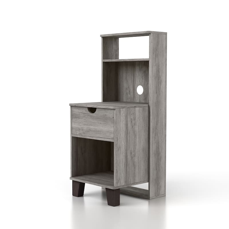 DH BASIC Transitional Compact 3-Shelf Single-Drawer Nightstand by Denhour