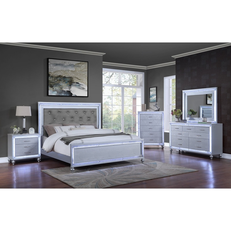 Silver bedroom hotsell set with crystals