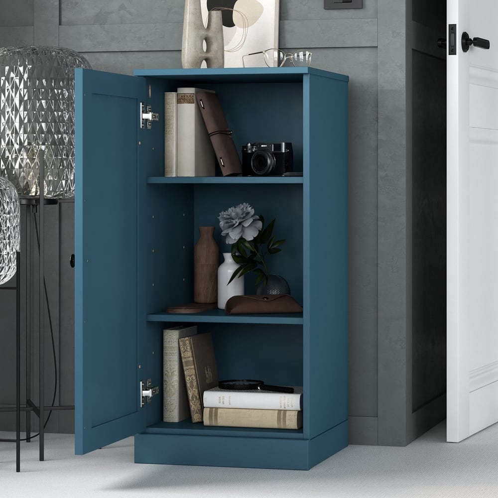 Palace Imports 100% Solid Wood 3-Shelf Bookcase with Shaker Door and Adjustable Shelves