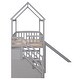 preview thumbnail 5 of 7, Solid Wood Twin Over Twin Bunk Bed with Three Drawers and A Slide, Supported By Wooden Strips