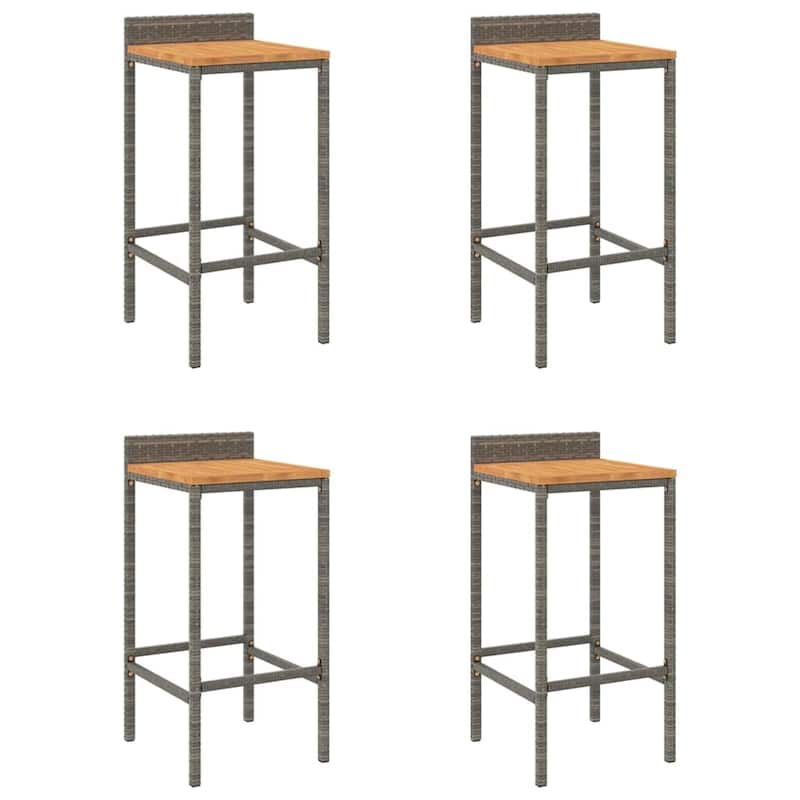 vidaXL Bar Stools 2/4 pcs Poly Rattan and Solid Wood Acacia