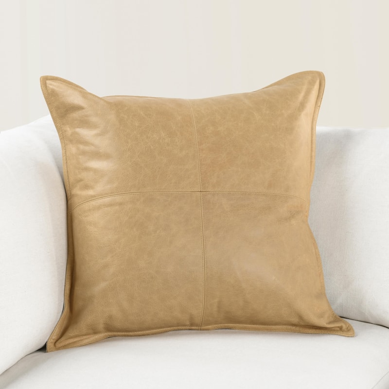 Villa by Classic Home Golden Genuine Leather Throw Pillow - 22X22