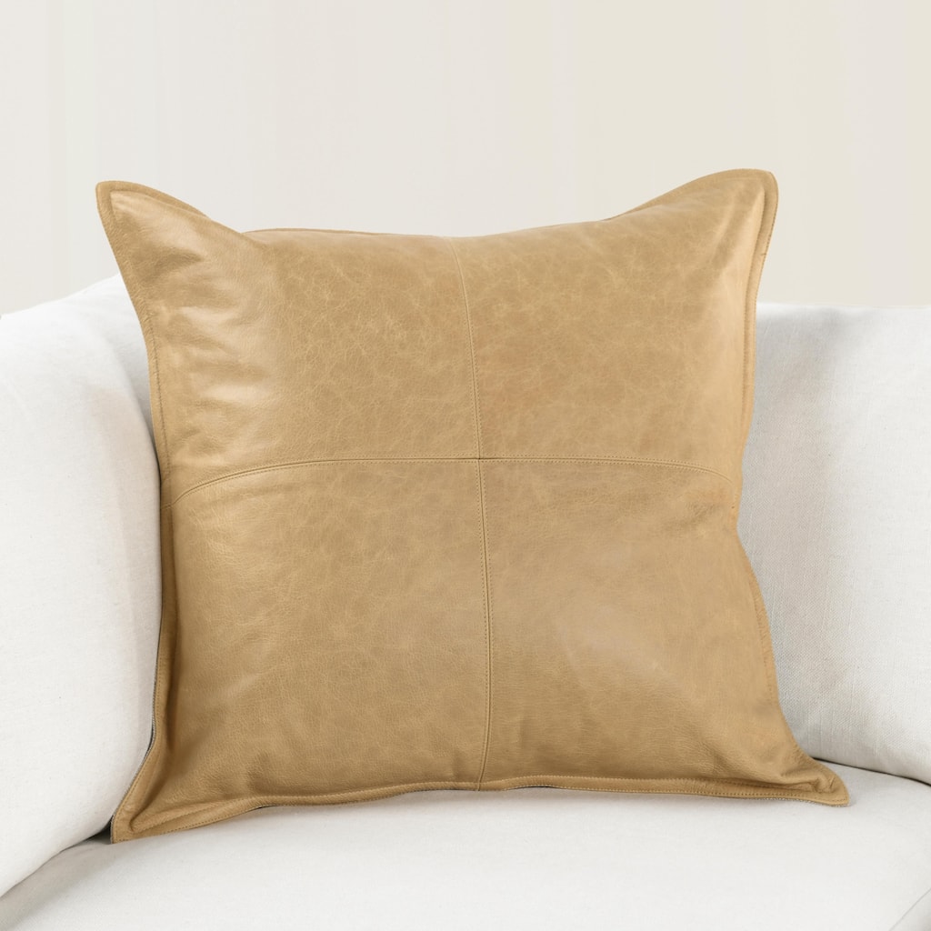 Villa by Classic Home Golden Genuine Leather Throw Pillow