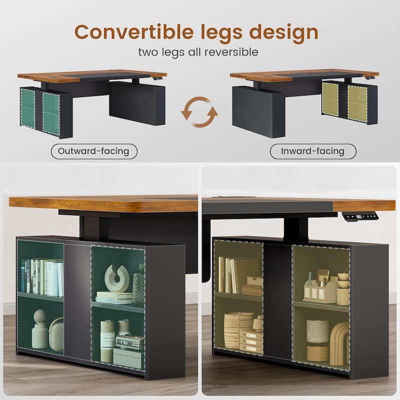63" Executive Standing Desk Storage Executive Height Adjustable Desk
