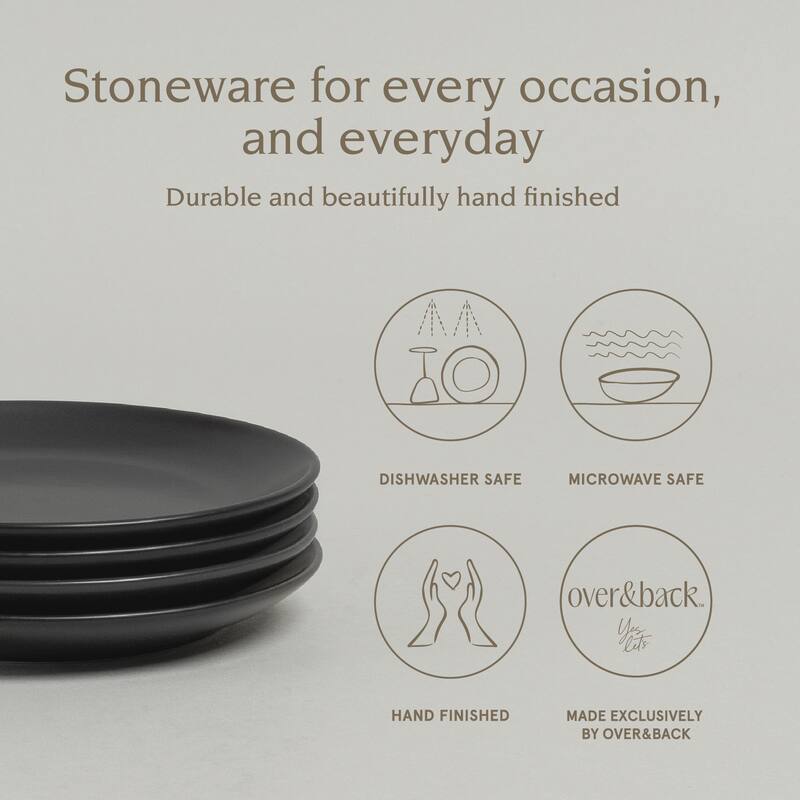 over&back Coupe Semi-Matte Stoneware Appetizer Plates, Set of 4