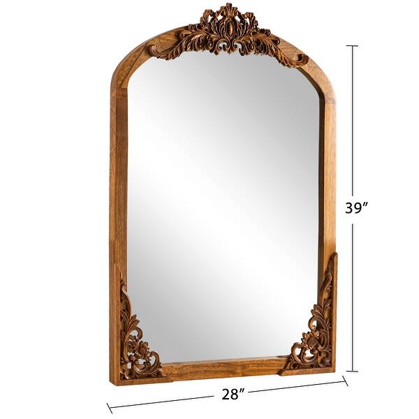 dimension image slide 11 of 13, Arched Full-Length Solid Wood Carving Floor Mirror
