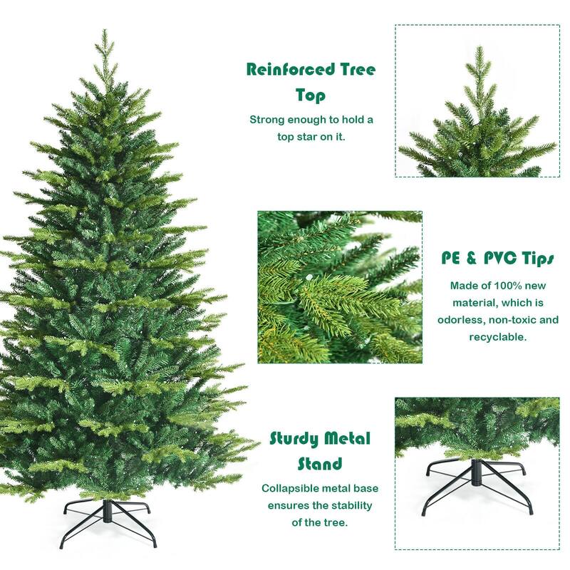 6ft Pre-lit Artificial Hinged Christmas Tree with APP Controlled LED Lights