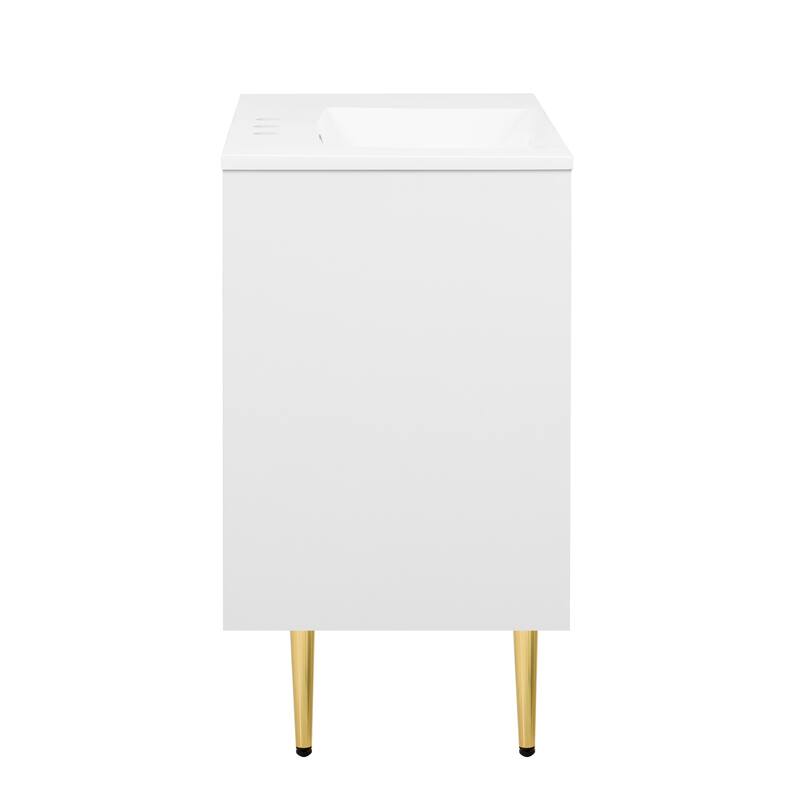 Bathroom Vanity with Resin Basin Sink, Modern Bathroom Sink Cabinet, Storage Cabinet with Soft-Closing Door and Drop-Down Door