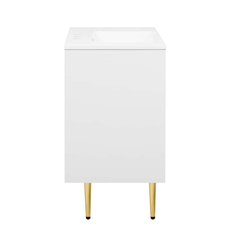Roomfitters 36 Inch Bathroom Vanity with Resin Sink, Modern Storage Cabinet with Soft Closing Doors, White