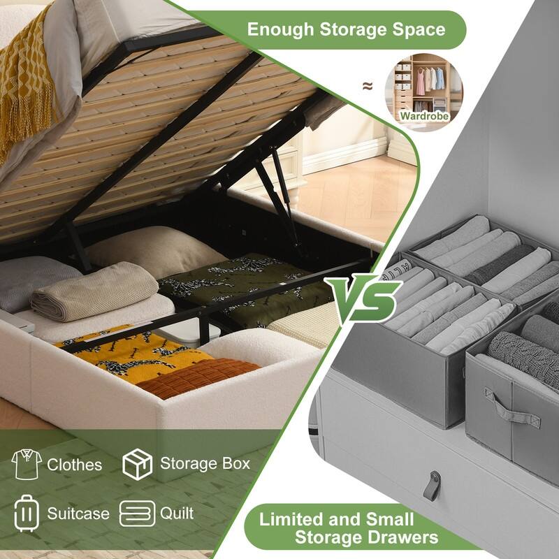 Hydraulic Lift Up Storage Upholstered Platform Bed