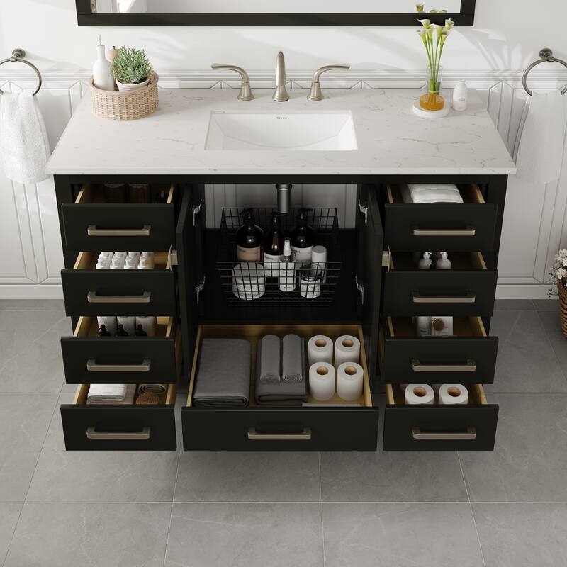 Eviva Aberdeen 42"W x 22"D Bath Vanity with Carrara Quartz Top