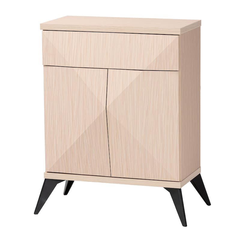 Draper Mid-Century Modern Two-Tone Light Brown and Black Wood 2-Door Sideboard Buffet - 2-Door