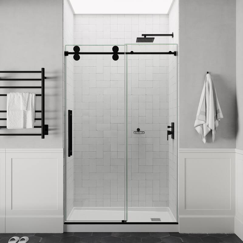 ANZZI Series 56 to 60 in. x 76 in. Frameless Shower Door with Sliding with Tsunami Guard Tempered Clear Glass
