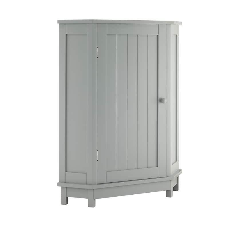Bathroom Corner Storage Cabinet, Wood Single Door Corner Cabinet, Freestanding Organizer with Adjustable Shelves