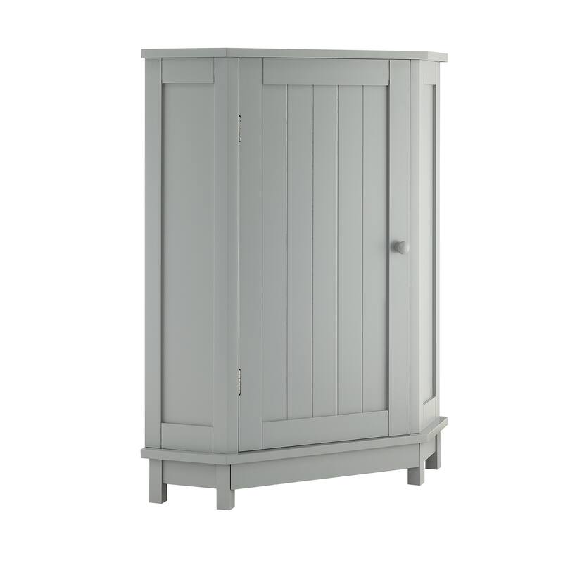 GDFStudio - Elara 31" Triangle Corner Bathroom Cabinet with Adjustable Shelf, Compact MDF Organizer