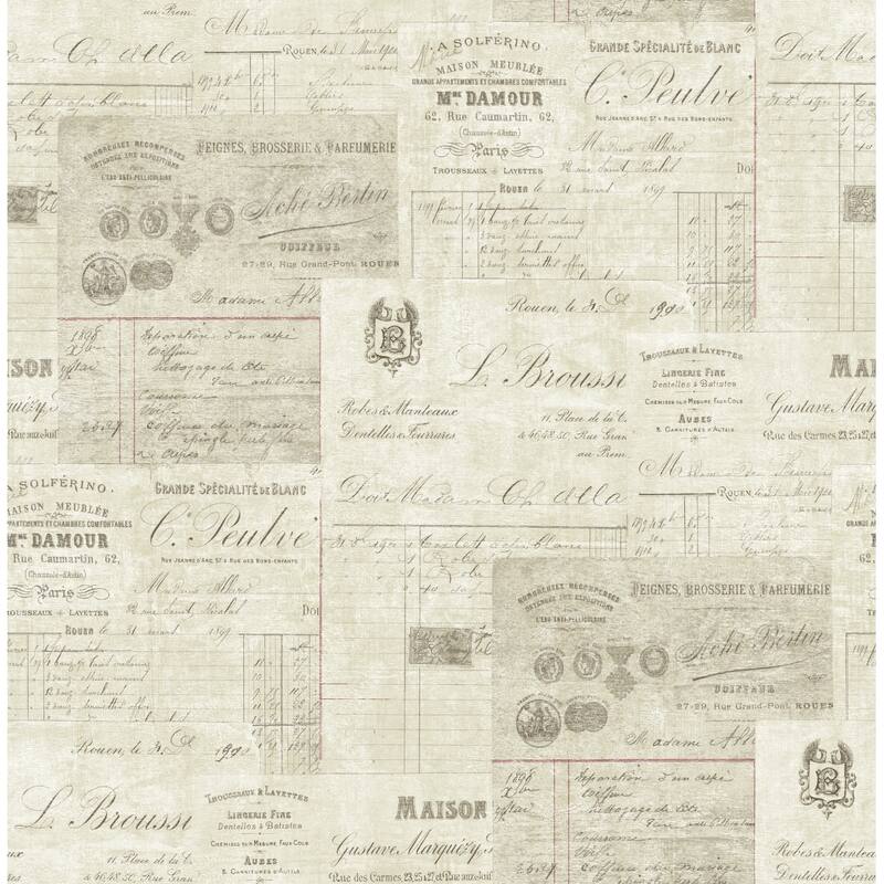 Seabrook Designs Aulus Vintage Postcards Unpasted Wallpaper - 20.5 in. W x 33 ft. L - Ivory
