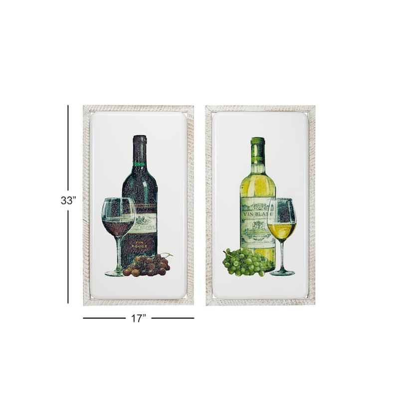 Metal Wine Wall Decor - Set of 2 White - Roche River Decor