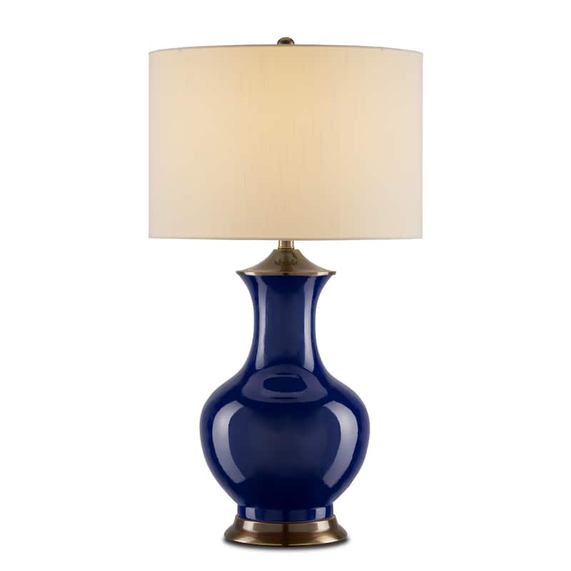 Currey & Company Lilou Blue Table Lamp - 31"h x 17"dia - 31"h x 17"dia - Blue/Antique Brass