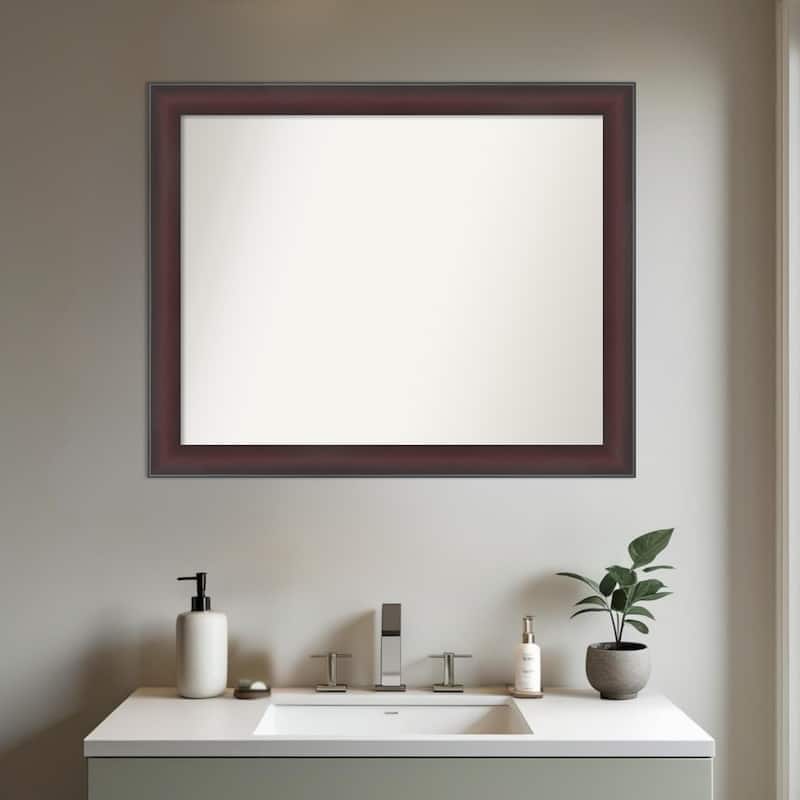Grand Narrow Non-Beveled Framed Bathroom Vanity Wall Mirror