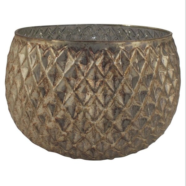8" Brown Vintage Style Diamond Shaped Textured Planter - N/A