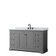preview thumbnail 11 of 22, Avery 60-inch Single Vanity, Marble Top, Oval Sink, No Mirror Dark Gray, Black Trim, White Carrara Marble Top
