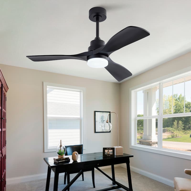 42 Inch Black Ceiling Fan with Lights and Remote, 3-Blade, Noiseless Reversible DC Motor - Modern Patio Fan