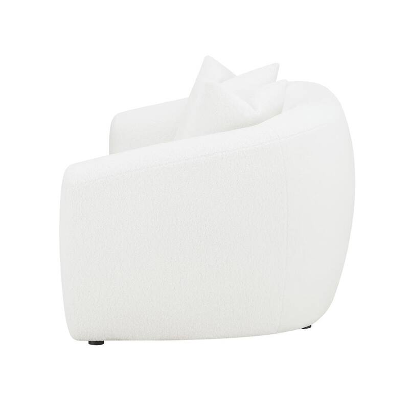 Fabric Upholstered Loveseat with Accent Pillows in Natural and Black