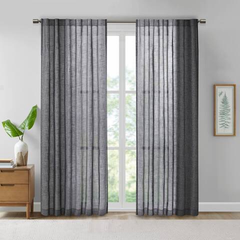 Madison Park Kyler Texture Printed Woven Faux Linen Window Panel