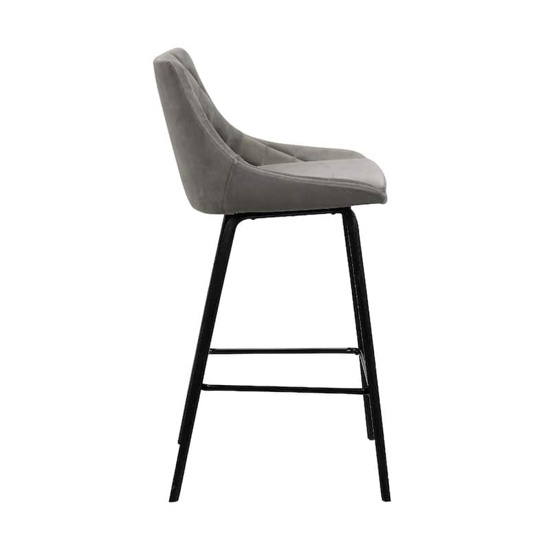 Grey Fabric Tufted Counter Bar Chair with Black Iron Frame and 26 inches Seat Height - 19” x 19” x 35.75” (D x W x H)