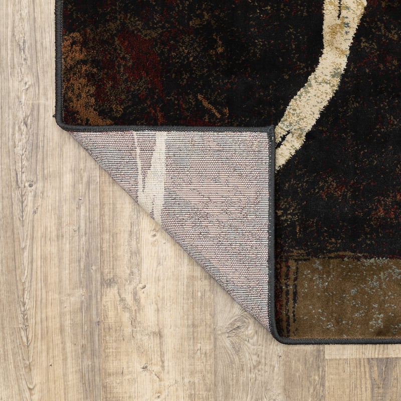 Style Haven Blocks and Rings Brown/ Black Area Rug