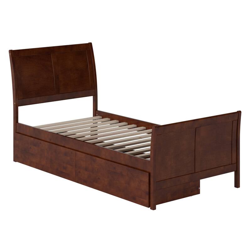 AFI Portland Solid Wood Platform Bed with Matching Footboard and Storage Drawers