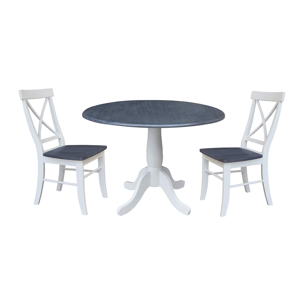 42" Round Top Dual Drop Leaf Pedestal Table with Dining Chairs
