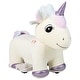 preview thumbnail 1 of 8, Gymax 6V Electric Animal Ride On Toy Unicorn Kids Plush Ride-on w/ Beige - Kids