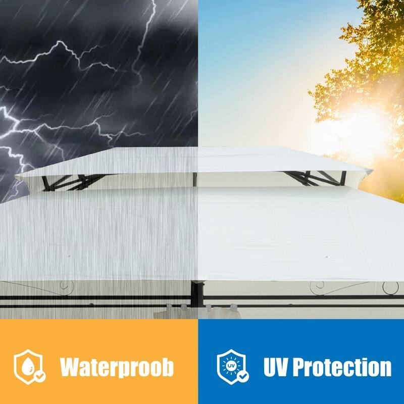 13x10 Ft Outdoor Patio Gazebo Canopy Tent With Ventilated Double Roof And SideWall(Detachable Curtain Included On All Sides)