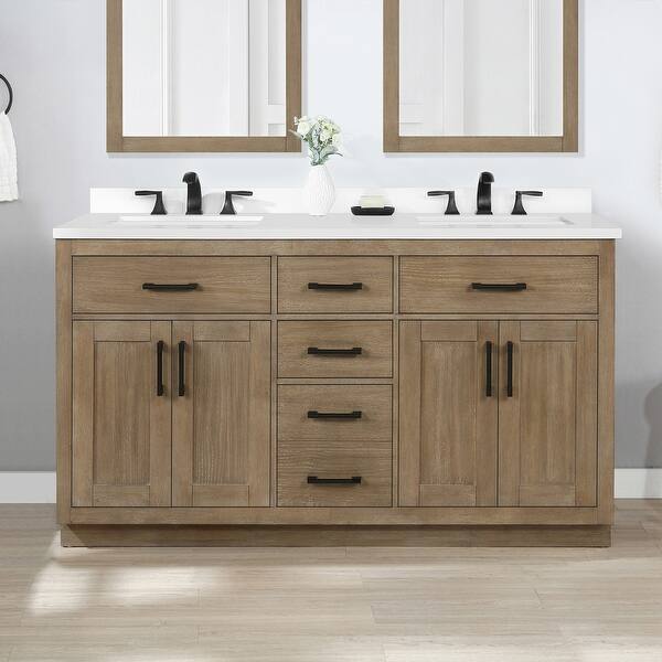 OVE Decors Bailey 60 in. Double sink Bathroom Vanity in Driftwood Oak