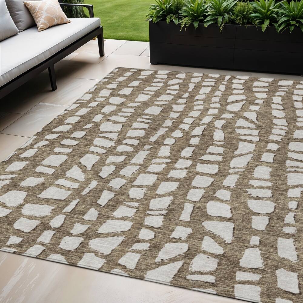 HomeRoots Abstract Transitional Rectangle Outdoor Rug