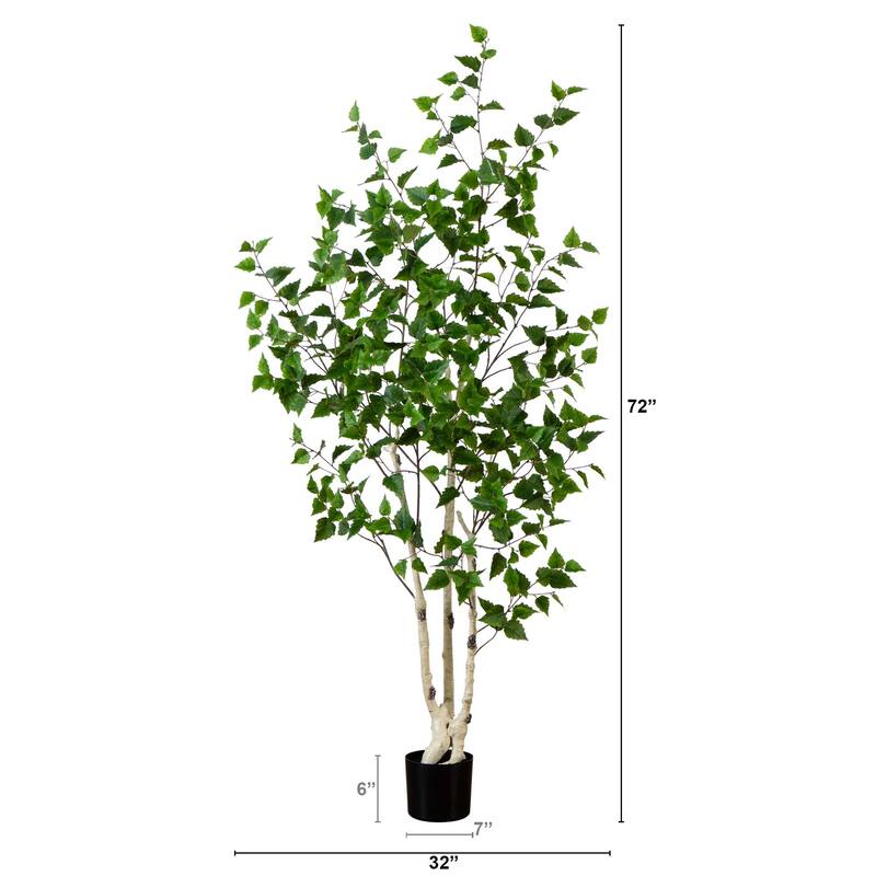 6' Artificial Birch Tree with Real Touch Leaves - Green