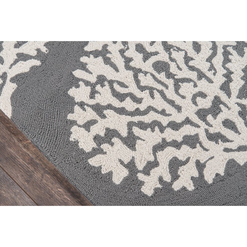 Momeni Veranda Hand Hooked Contemporary Damask Indoor Outdoor Rug