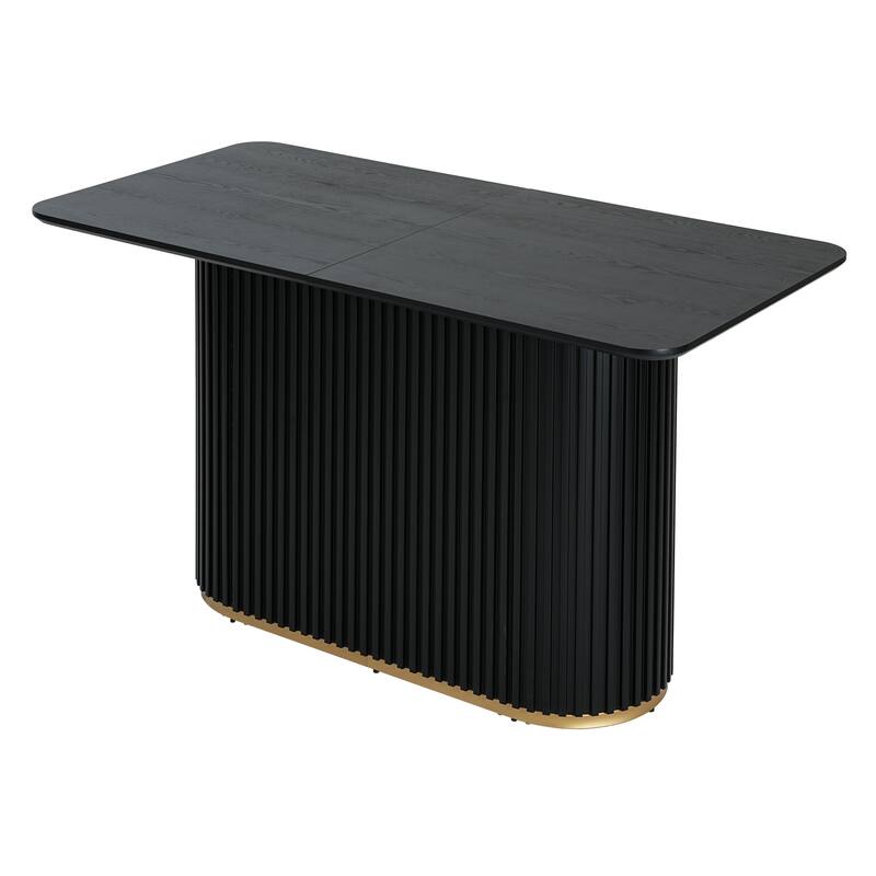 Roomfitters 63" Counter Table with Fluted Base and Wood Top, Modern Bar-Height Dining and Kitchen Island Table