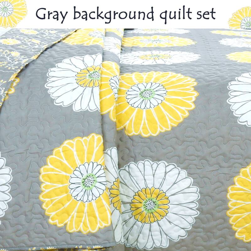 Copper Grove Craigmore Gray Yellow Floral Print Quilt Bedding Set