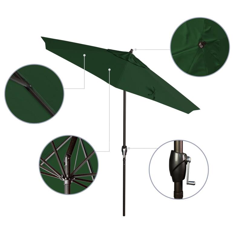 California Umbrella 7.5' Round Aluminum Crank Lift Auto Tilt 8 Rib Patio Umbrella, Bronze Finish, Sunbrella Fabric