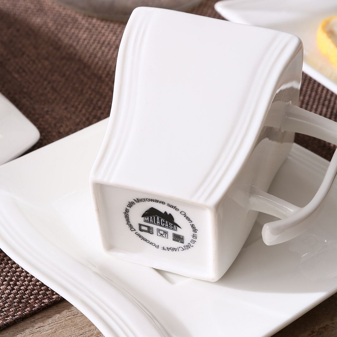 MALACASA Flora 18-Piece Porcelain Coffee Service Set Dessert Plate Cup &  Saucer