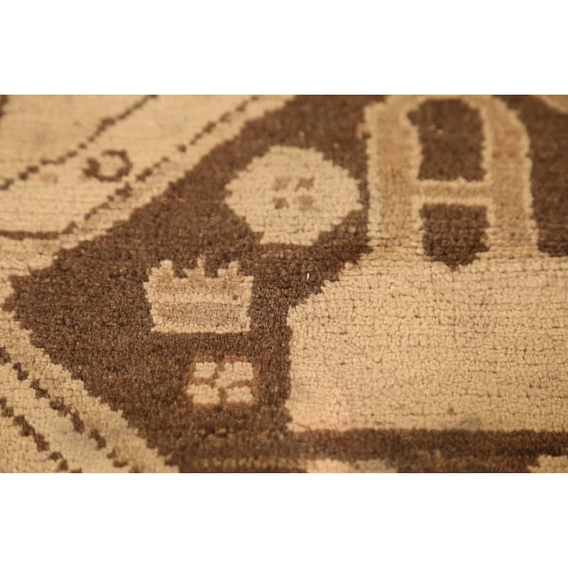 Hand Knotted Oriental 100% Wool Carpet Traditional Tribal Brown Hamedan Runner Rug - 9' 8'' X 4' 0''