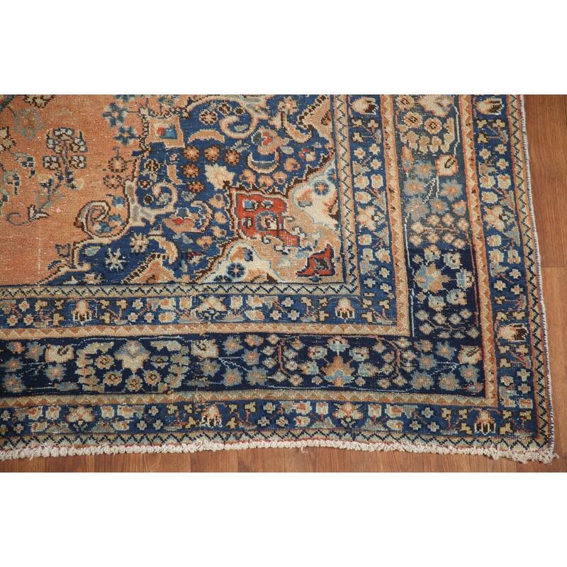 Hand Knotted Oriental 100% Wool Carpet Traditional Medallion Oranges & Rust Mashad Area Rug - 9' 4'' X 6' 4''